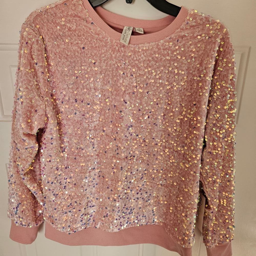 Cato Pink Sequin Crew Neck Sweater